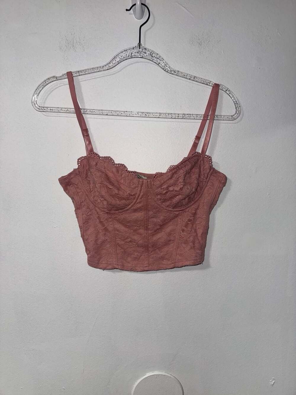Haute Monde Dusty Pink Lace Bustier Crop Top Size M